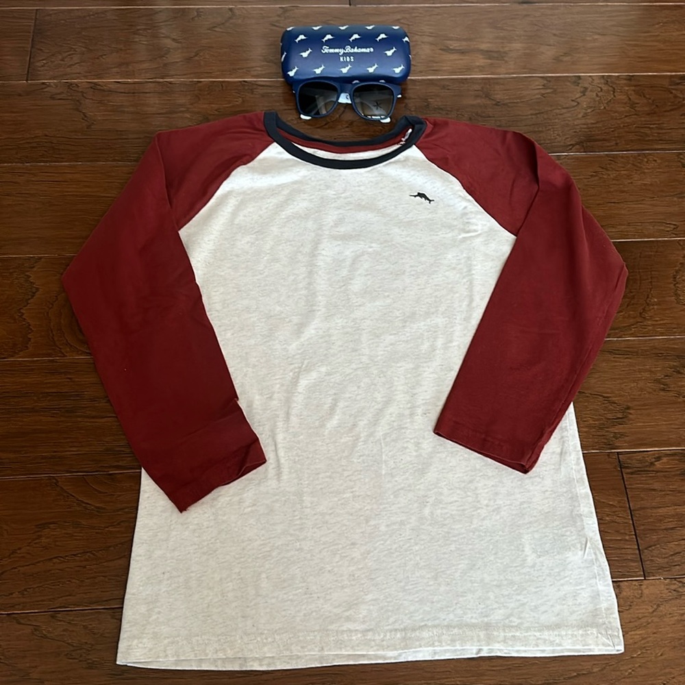 Boys Tommy Bahama Baseball Long Sleeve Youth XL 14 with FREE logo sunglasses